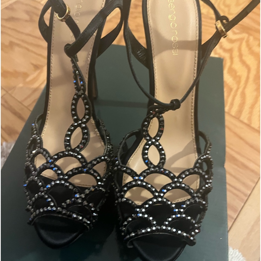 Sergio Rossi black sparkle sandal